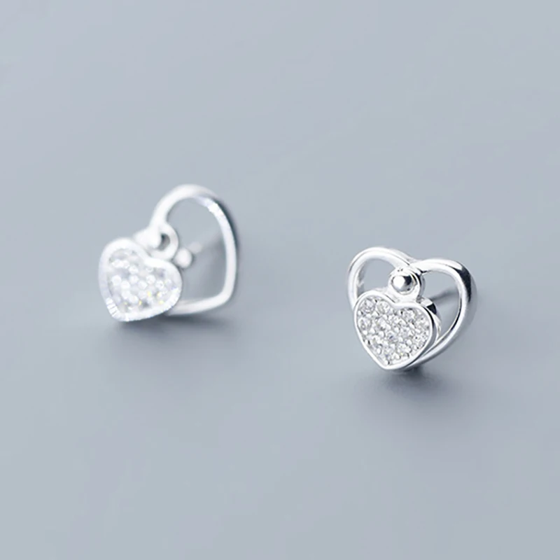 Trusta 925 пробы серебряные ювелирные изделия модные милые миниатюрные 8 мм X 7 мм полые серьги-гвоздики в форме сердца подарок для девочек, детей, леди DS514 - Окраска металла: G2007 Silver