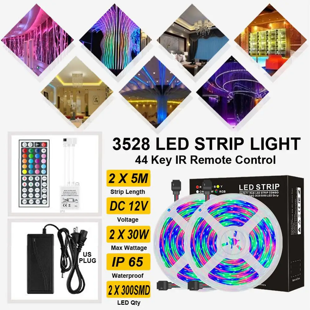 Светодиодный светильник RGB для спальни 10 м SMD 44 клавиша дистанционное управление