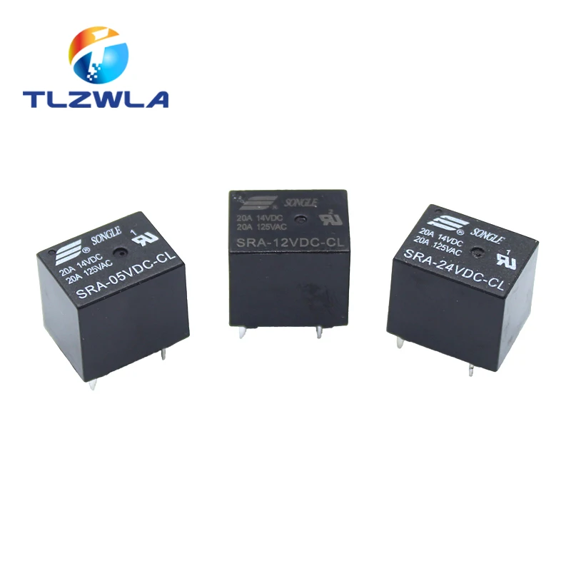 10 шт. 5 В 12 24 постоянного тока 20A DC Мощность реле SRA 05VDC CL 12VDC 24VDC 5Pin PCB Тип в наличии
