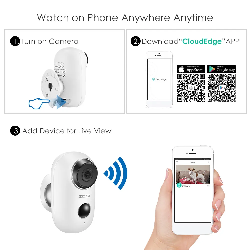

ZOSI Rechargeable Battery wireless camera WiFi 1080P Full HD Outdoor Indoor Security IP Camera two-way audio PIR