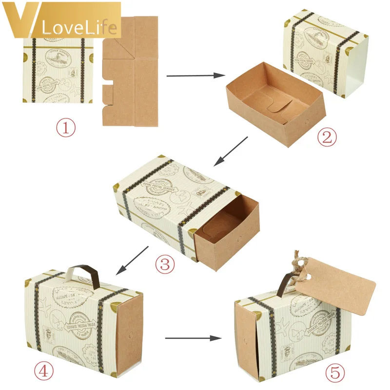 50 шт. свадебные сувениры и подарочные коробки мини-чемодан конфетная коробка для