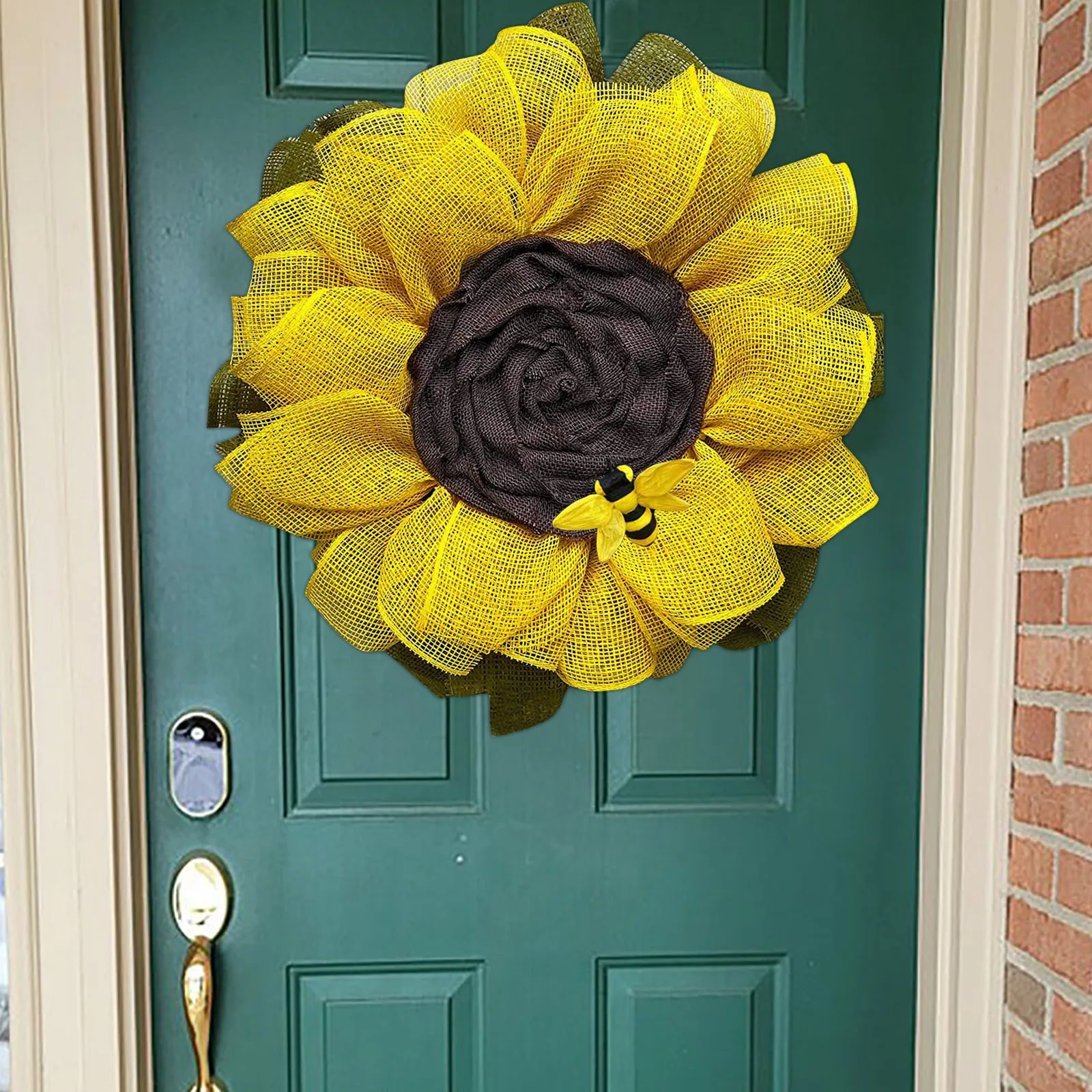 Искусственный венок двери украшения искусственные листья пчелы из подсолнухов