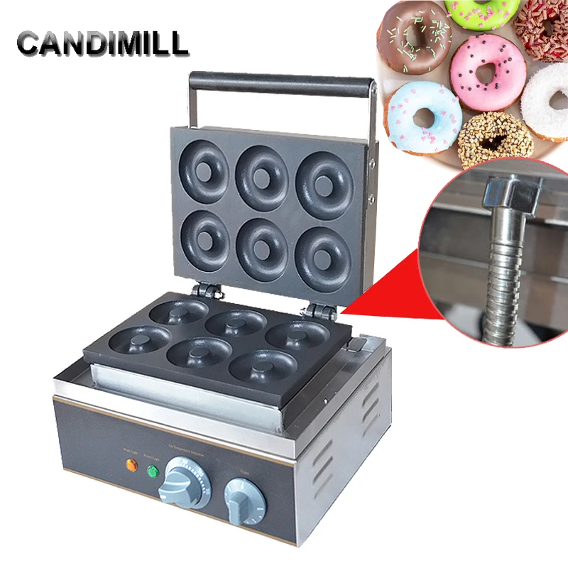 

1550W Commercial Waffle Donut Machine 6 Holes Electric Doughnut Maker Double-Sided Heating Cake Bread Baking Machine