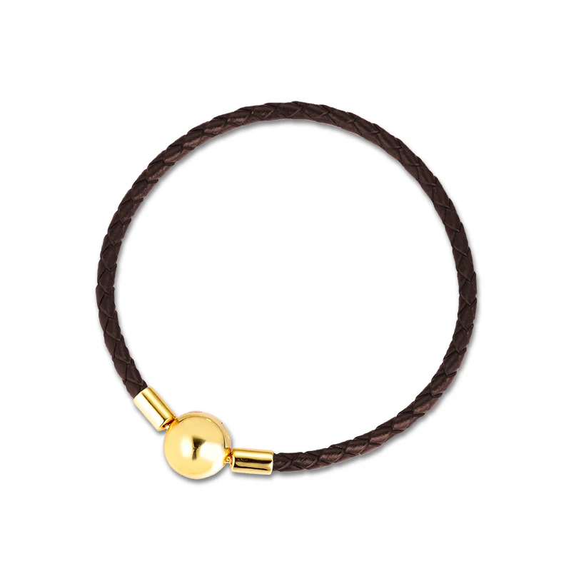 

Dark Coffee Shine Leather Bracelets 100% 925 Authentic Sterling Silver Fine Jewelry Free Shipping