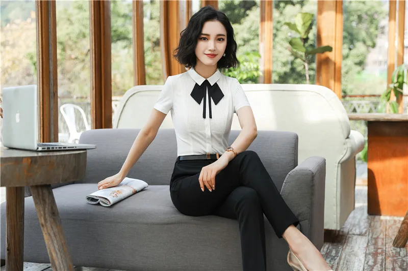 

Novelty Ladies Pants Suits for Women Business Suits With Two Piece Blouses and Pant Sets Elegant Office Uniforms Plus Size