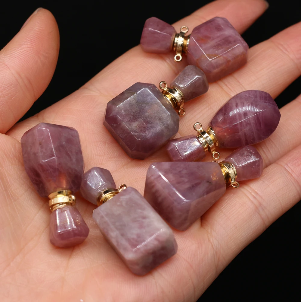 

Natural Stone Semi-precious Perfume Bottle Cherry Blossom Agate Pendant Handmade Crafts DIY Irregular Pendants Different Sizes