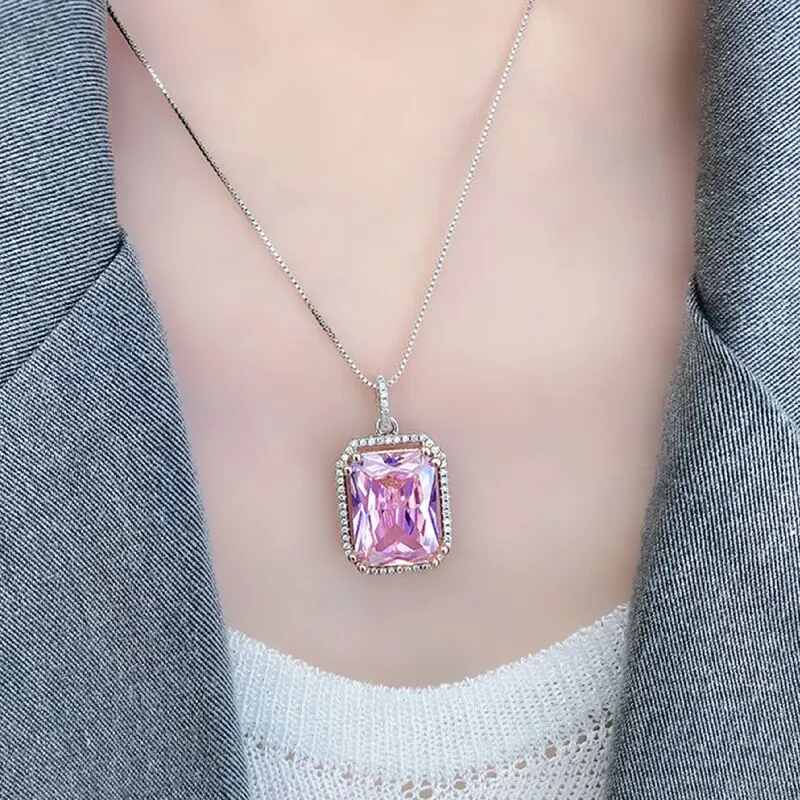 

Квадратное женское ожерелье изумрудно-зеленое розовое синее фиолетовое ожерелье с подвеской красивое ювелирное изделие квадратное AAA Zirco