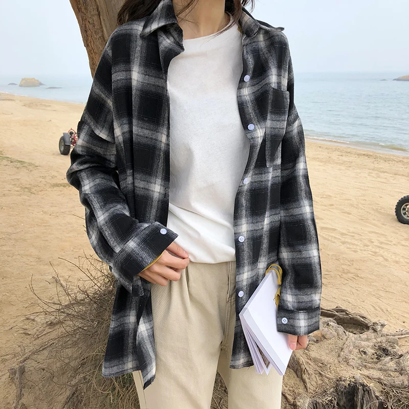 Женская рубашка новинка 2018 модные женские блузки в классическом стиле клетку с