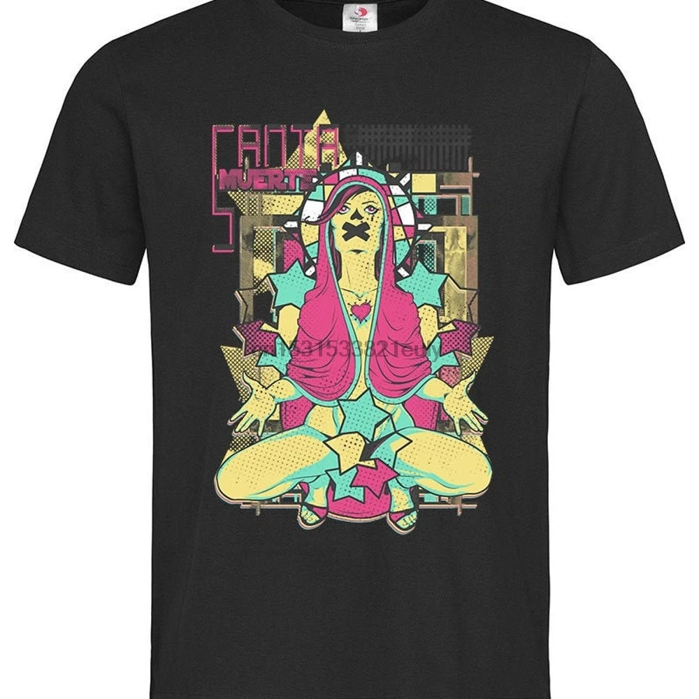 Удобная футболка унисекс с изображением девушки Святой смерти звезды леди пин ап