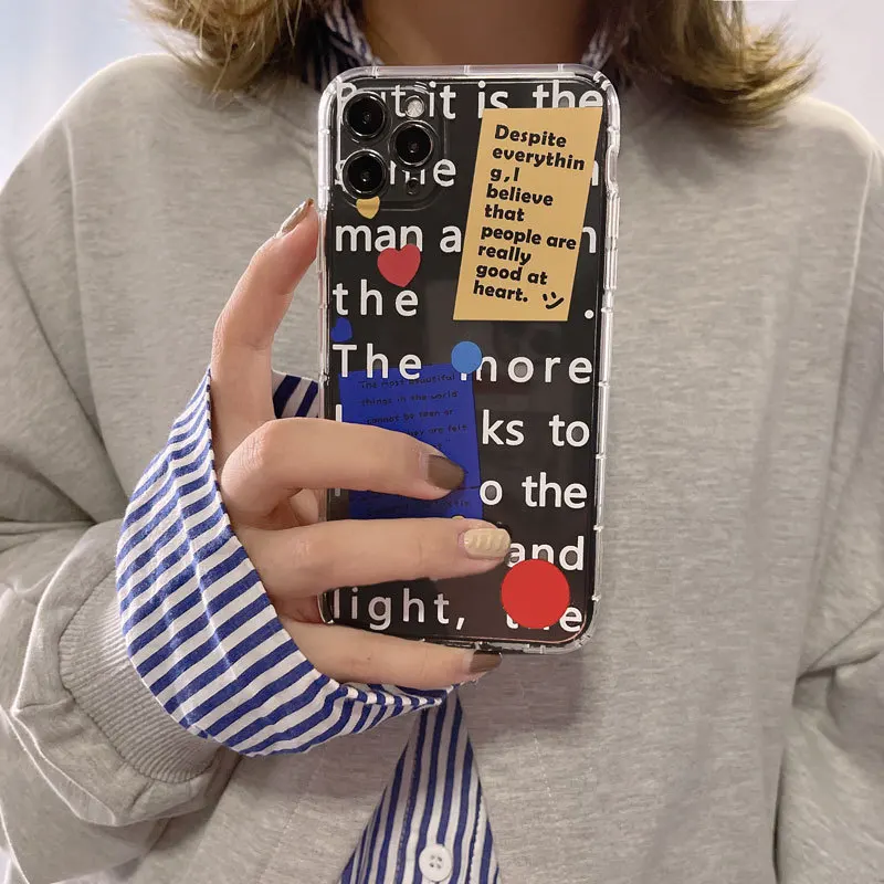 

2021 Fashion Letters Post-it Airbag Case For iPhone 13 12min 12Pro 12ProMax 11 11PROMAX 11PRO SE2020 7 8 7Plus 8Plus X XSMAX XR