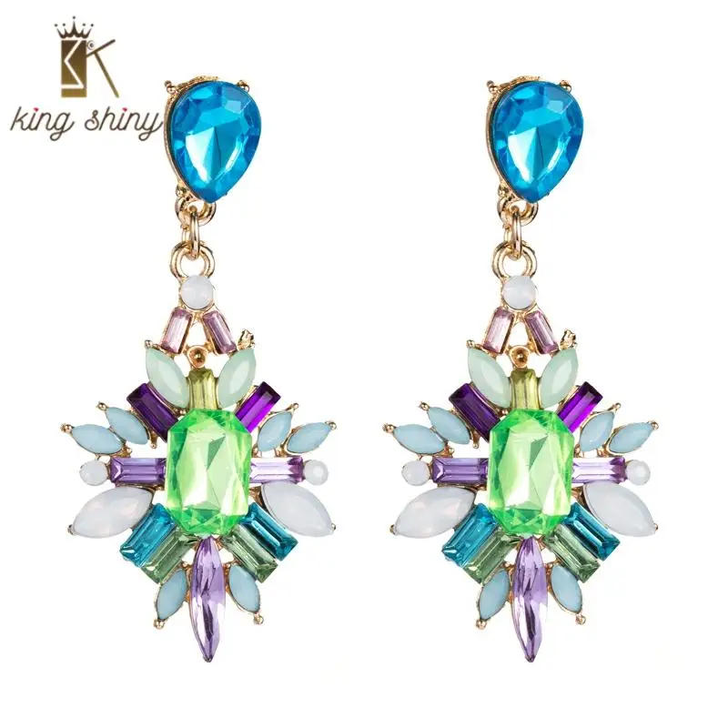 

2020 New Design Korean Earrings Jewelry High Quality Multi Layers Hollowing Out Acrylic and Rhinestone Leaf Drop Tassel Earrings