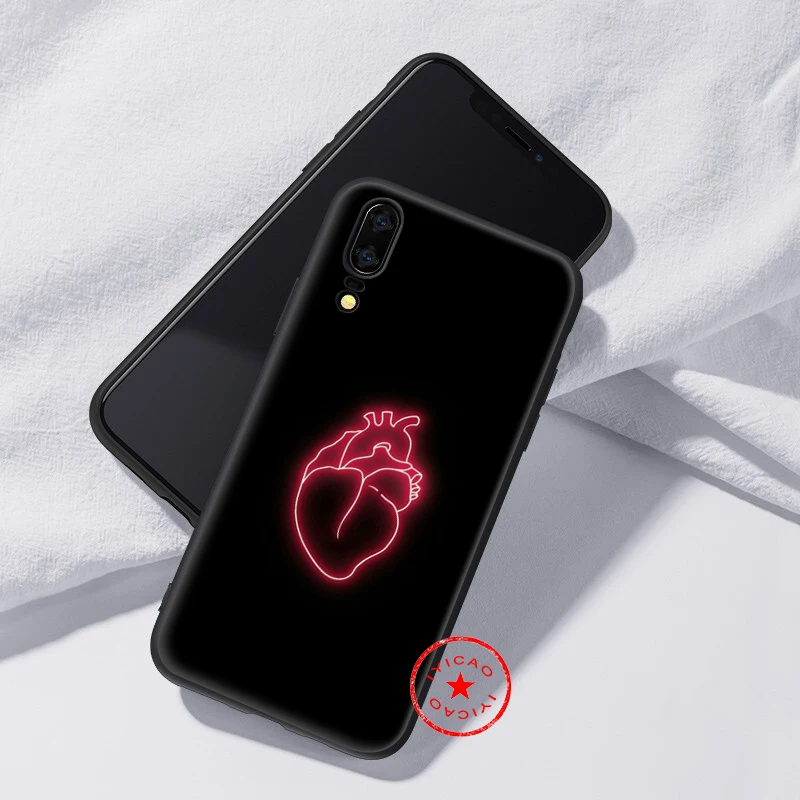 IYICAO простой чехол с изображением сердечка цветка черный мягкий для huawei P30 P20 P10 P9 P8