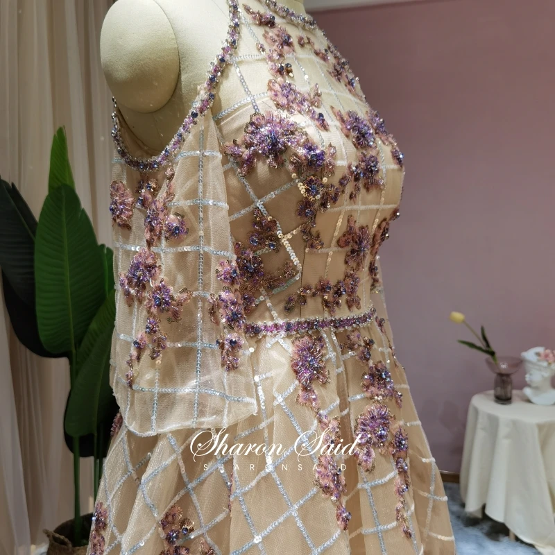 Блестящее вечернее платье цвета шампань Дубай с рукавами винтажные арабские