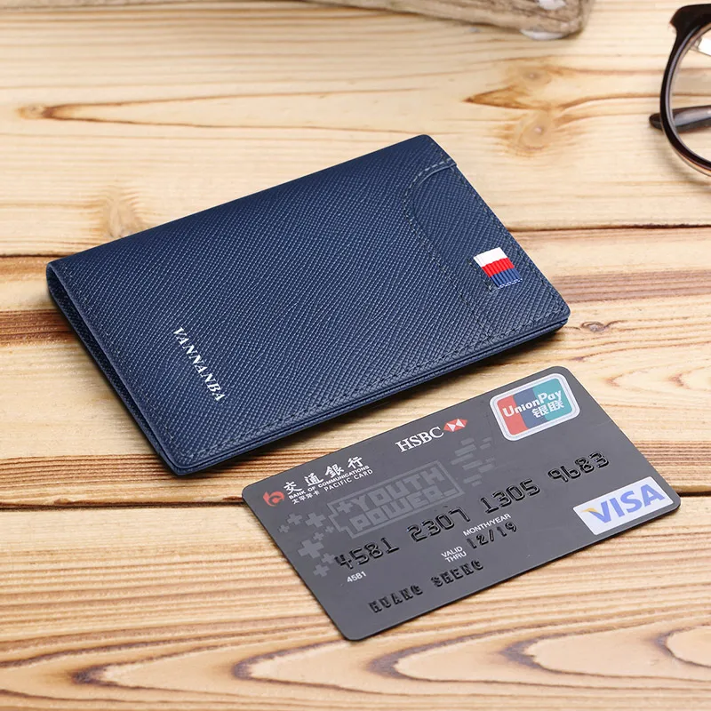 VANNANBA Ultra-Thin Card Holder Leather Slim Wallet For Men Purse Cowskin Minimalist Wallet Credit Card Pocket Money Clip 2021
