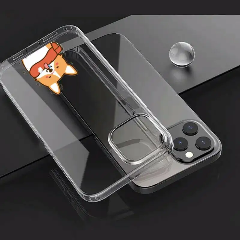 

Cute cartoon animal corgi dog Phone Case Transparent for iPhone Samsung A S 11 12 6 7 8 9 30 Pro X Max XR Plus lite