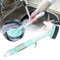 abs long handle pot brush dish bowl washing cleaning brushes liquid soap dispenser household kitchen cleaning tool