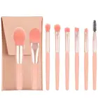 8 шт мини деревянной ручкой Алюминий труб нейлоновые кисти для макияжа Набор контракт и Портативный Красота тени для век макияж кисти