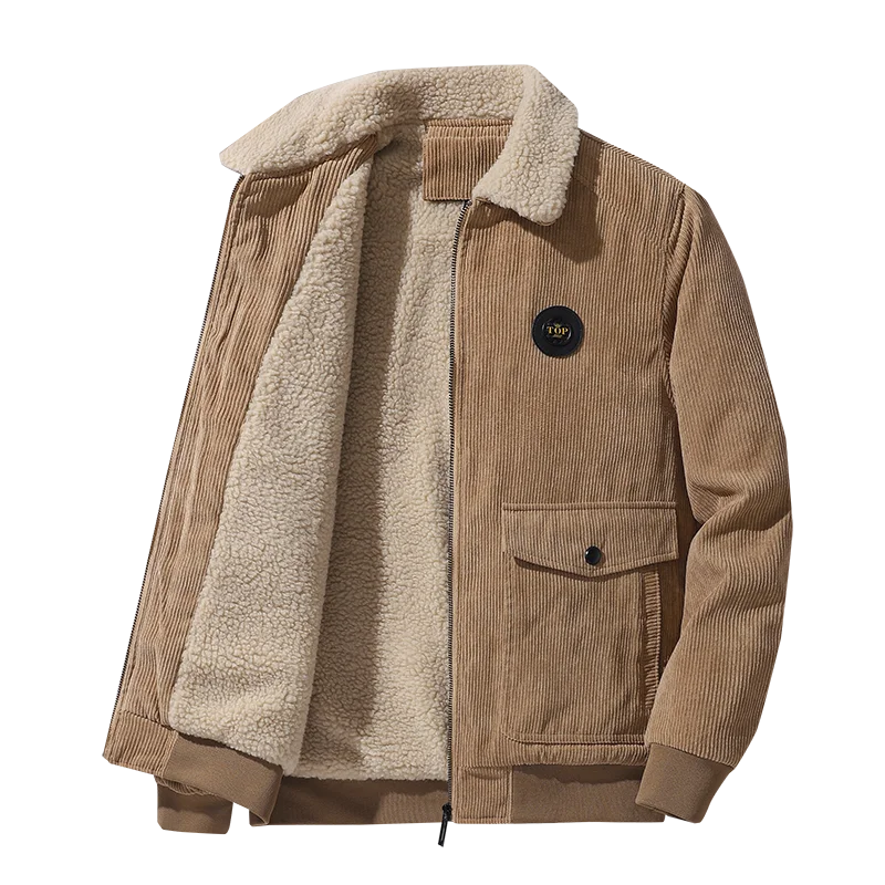 

Men 2021 Winter New Fleece Warm Thick Jackets Men Fashion Fur Collar Corduroy Coat Men Autumn Outwear Military Casual Jacket Men