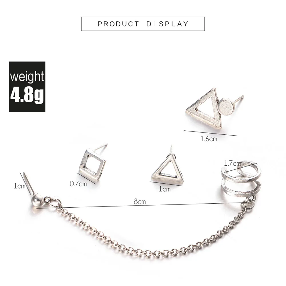 

European and American retro earrings set combination triangle retro multi-pair earrings combination card set new jewelry
