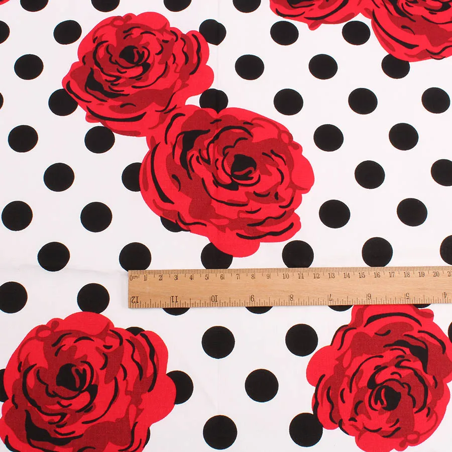 Маленькие точки горячие красные розы цветочный узор хлопок твил ткань для