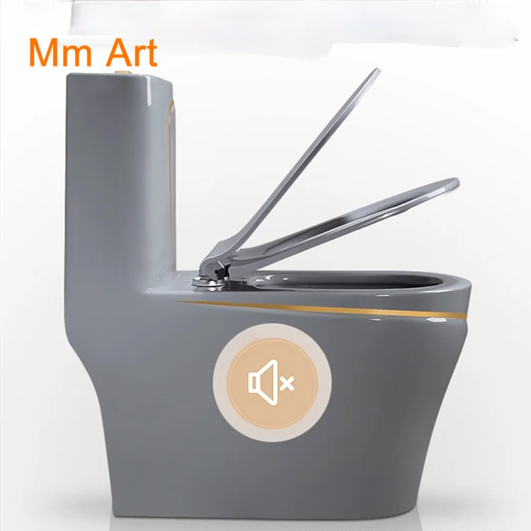 Серые золотые керамические туалеты для ванной комнаты Цельный унитаз P-trap/S-trap