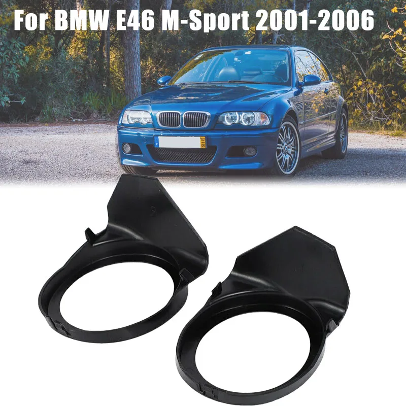 2Pcs Front Bumper Fog Light Surroundings Caps Cover Trim Fog Lights Frame For BMW 3 Series E46 M3 M-Sport 2001-2006