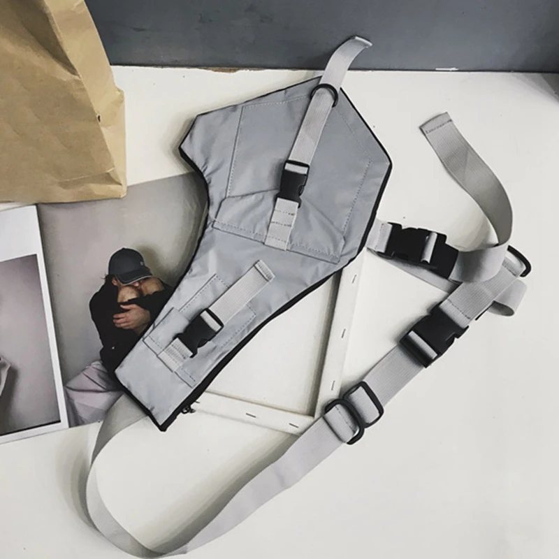 

Chest Bag Hip Hop Streetwear Men Chest Bags Multi-Function Vest Women Cross-Body Shoulder Bags Reflective