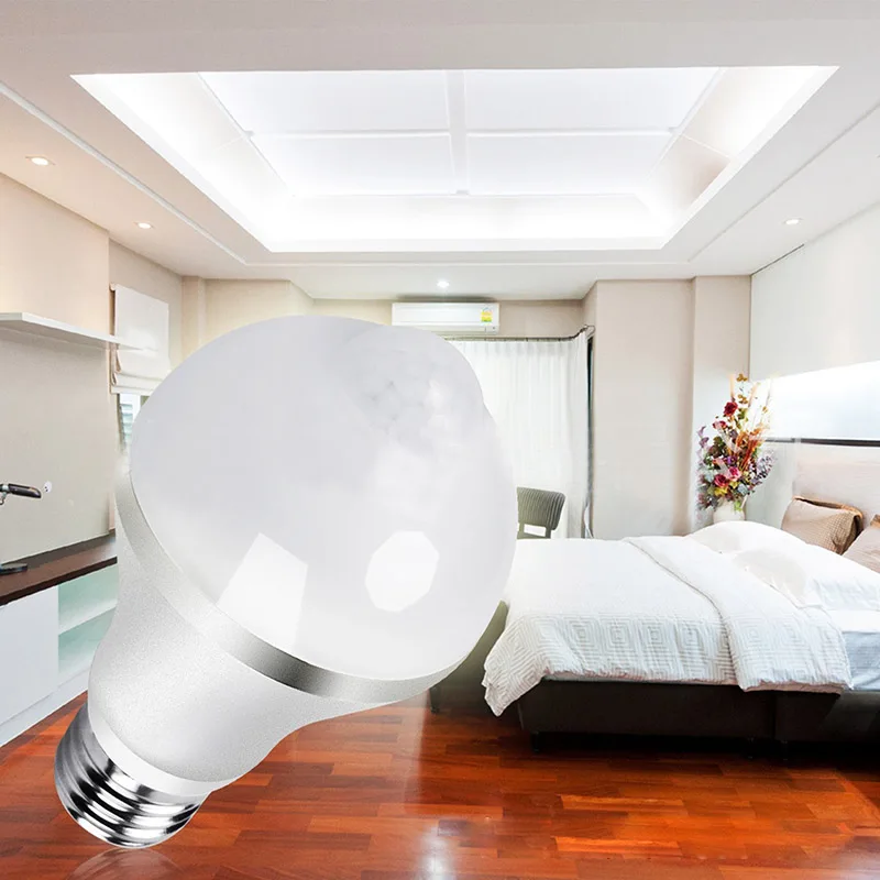 

Hot PIR Motion Sensor Light Bulb 9W LED Sensor Light Bulb for Stairs Garage Corridor Porch Walkway PLD