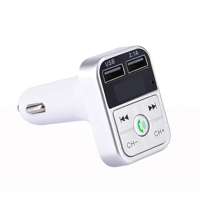 Автомобильный комплект громкой связи, беспроводной Bluetooth, fm-передатчик, ЖК-дисплей, Автомобильный MP3-плеер, USB зарядное устройство, fm-модулятор, автомобильные аксессуары - Цвет: Серебристый