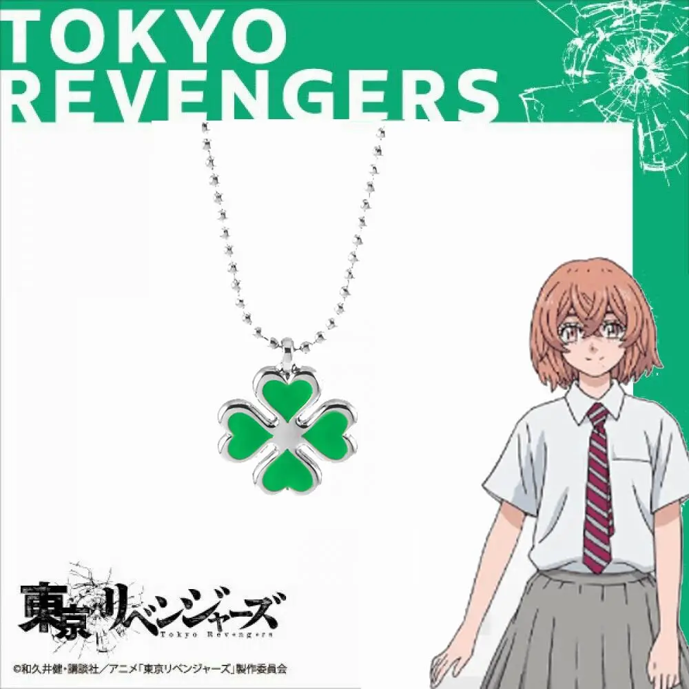 

Anime Tokyo Revengers Necklace Hinata Tachibana Four Leaf Clover Pendant Necklace For Women Girls Cosplay Props Jewelry
