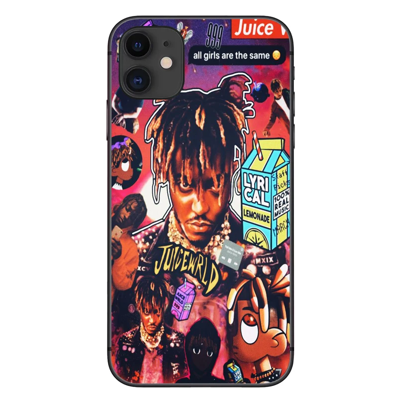

Rap Juice Wrld Rap Singer Silicone Case for iPhone 12 Pro Max SE2020 6 6S 7 8Plus XR XS 11Pro MAX Cartoon Black Soft Phone Cover