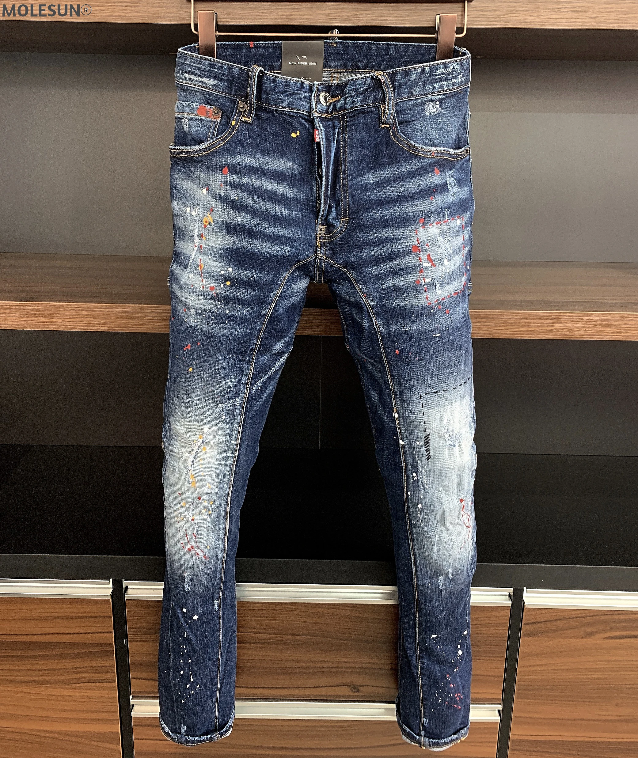 

dsq brand Moto & Biker men D2 Italy Stretch jeans pants Men Slim jeans denim trousers stripe blue Pencil Pants jeans for men