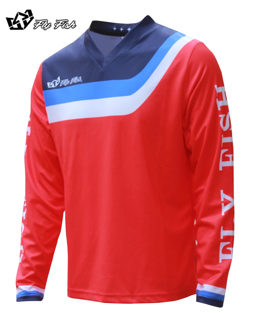 Футболка МХ для горного велосипеда FLY FISH Racing 2018 Даунхилл, длинная футболка DH MTB BMX Мотокросс T Men on.