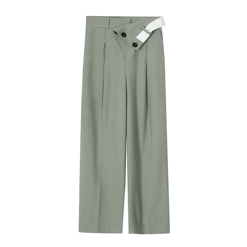 Женские брюки TWOTWINSTYLE простые с высокой талией и широкими штанинами осень 2021 |