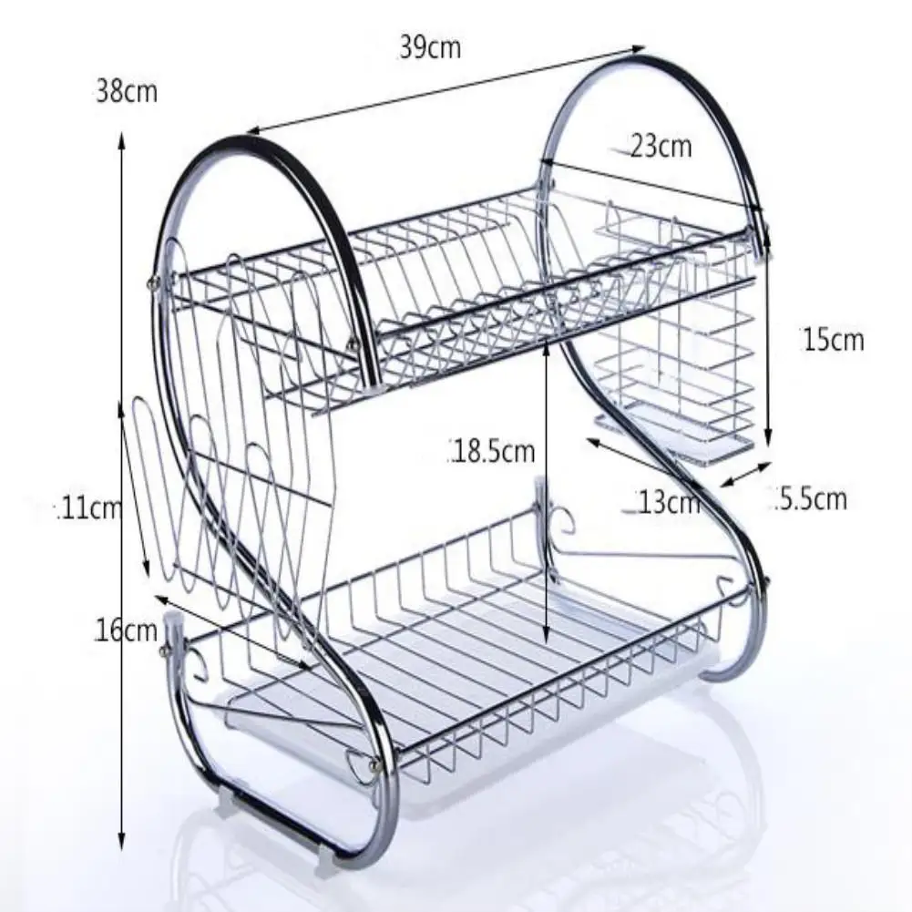 

Kitchen Storage Shelf Rack Large Capacity Stainless Steel Double Tableware Drain Drying Rack Kitchen Rack Kitchen Accessories