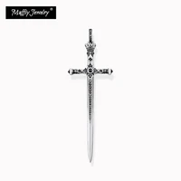 pendant royal sword high quality black stones 925 sterling silver men jewelry accessories fit necklace 2021 new vintage bijouxi