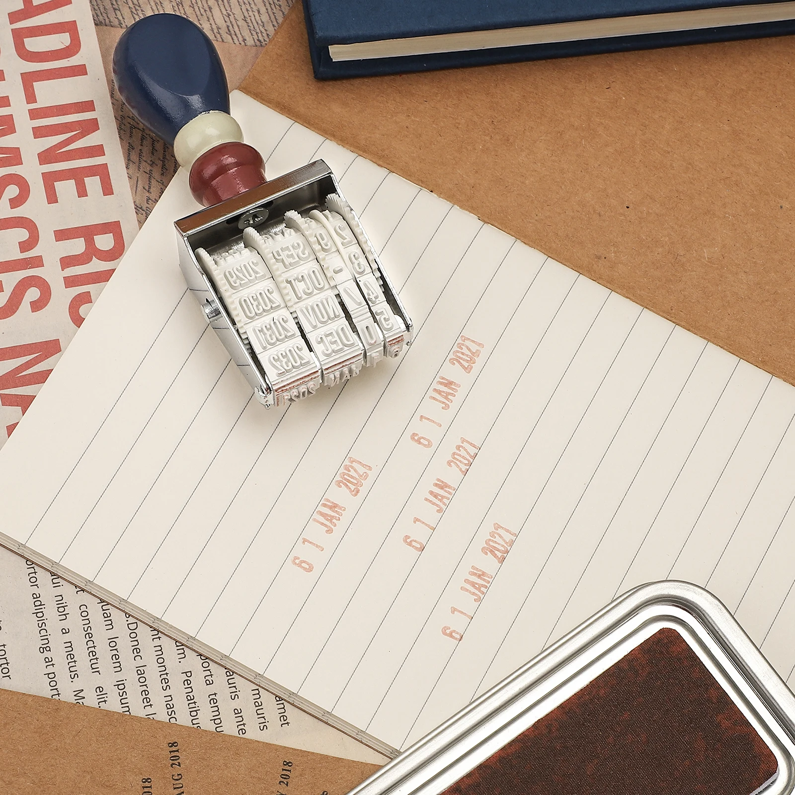 JIANWU Vintage Date Planner Stamp Personality Art Retro Stamps for Scrapbooking Clear Decorative Journal Office Supplies | Канцтовары