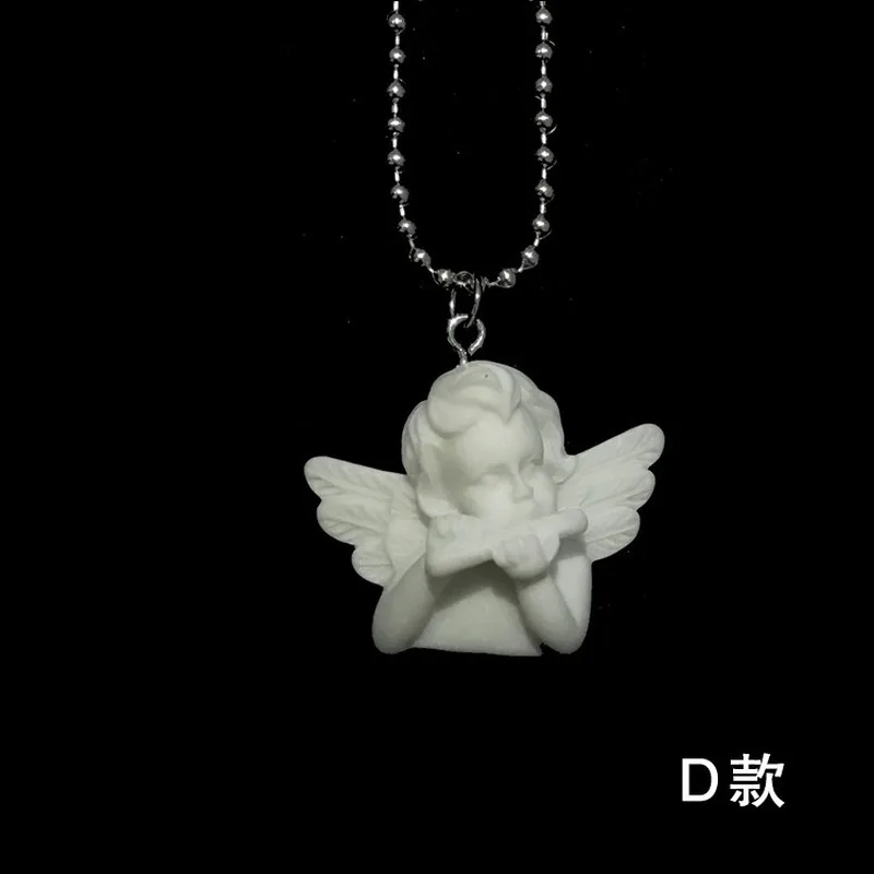 Милое ожерелье из нержавеющей стали с подвеской в форме Амура и ангела длинная