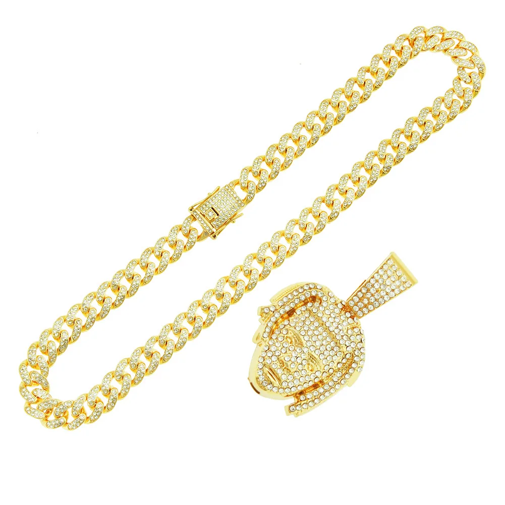 

Men's Necklace Accessories Diamond Three-dimensional Portrait Pendant Cuban Chain Personalized Gift Ladies Neck Decoration 2021