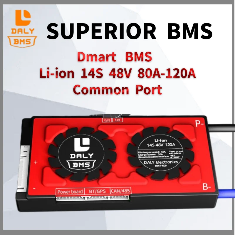 

Daly BMS Smart BMS 18650 Li-ion 48V Smart Bms 14S 80A 100A 120A Common Port with Uart Rs485 CAN Balance for Solar Energy