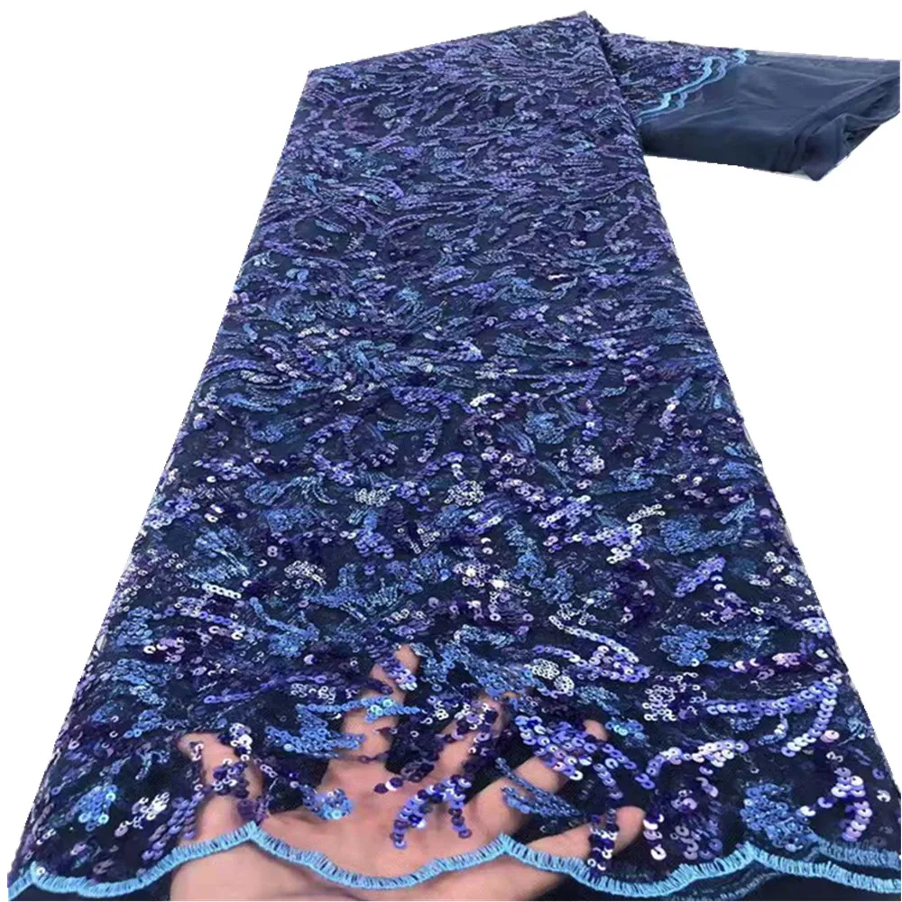 

African Lace Fabric 2021 High Quality French Mesh Lace Fabric With Sequins Nigerian Lace Fabrics For Wedding Dress RF-190