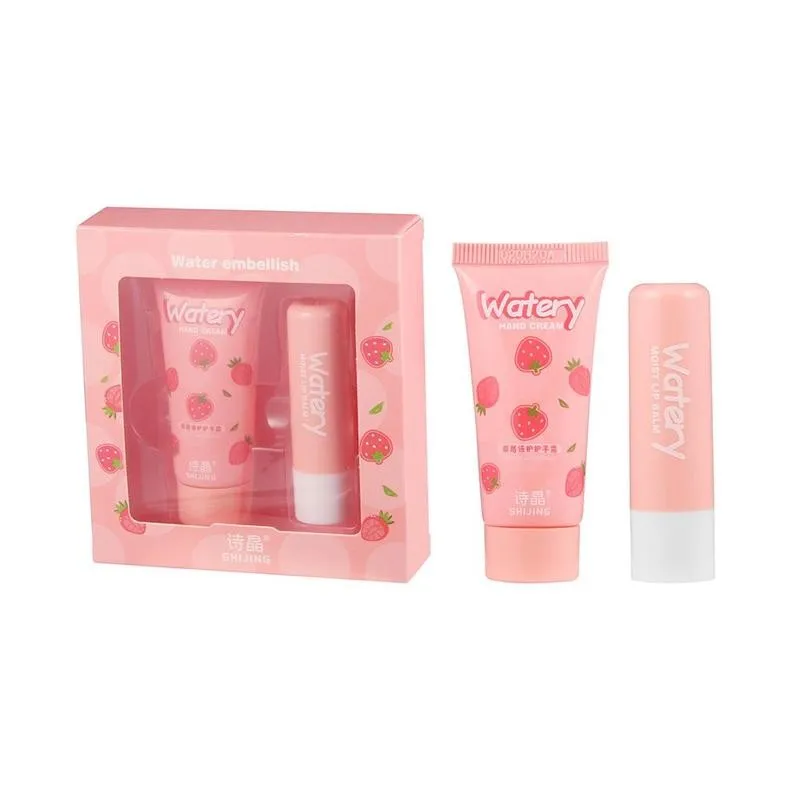 

Avocado Strawberry Peach Plant Moisturizer Hand Cream Lip Balm Set Anti Drying Anti Cracked Hand Lotion Hand Lip Skin Care