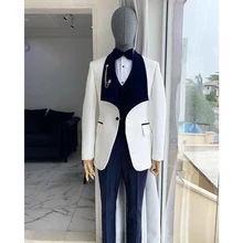 Men's 2-piece Jacquard Wedding Groom Tuxedo Dress Slim Fit Suit Jacket + Pants Set (4)