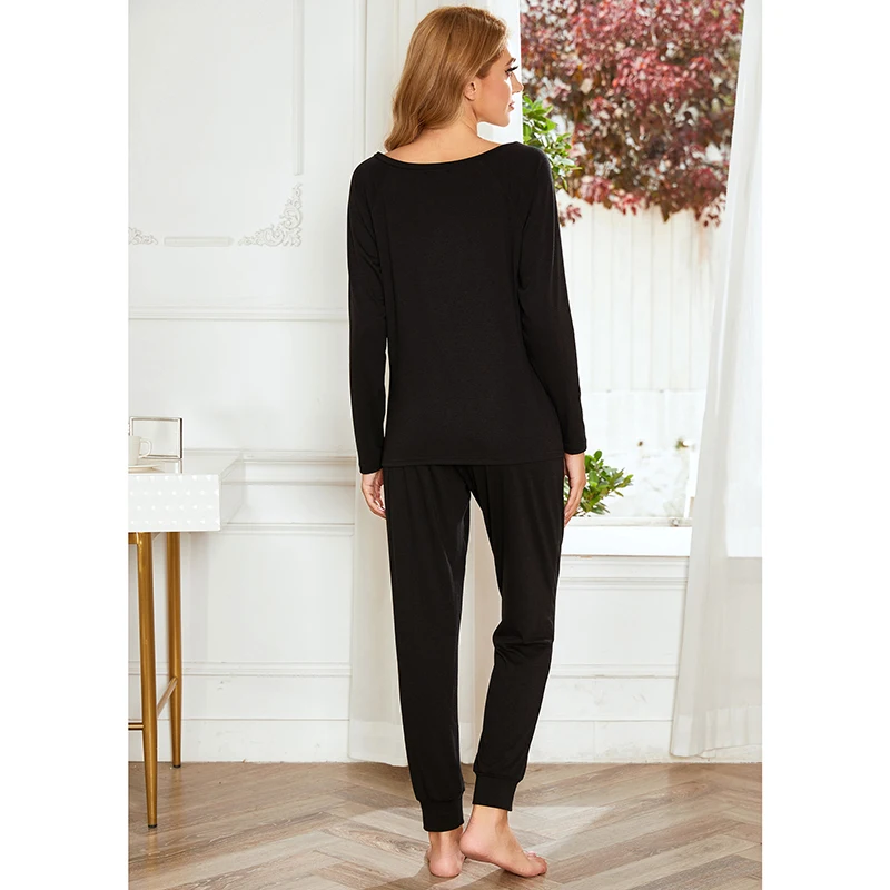Ladies Pajamas Set Comfortable Long-sleeve Trousers Soft Round Neck Home Set Autumn and Winter New Sleepwear Soft Home Wear