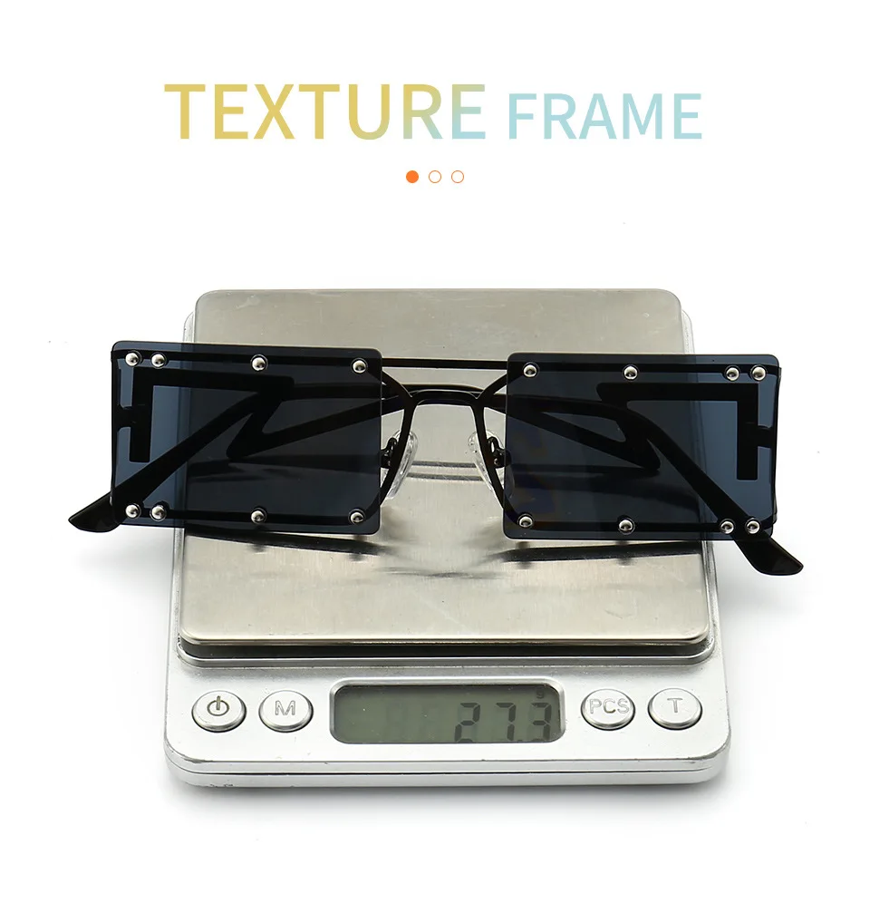 

New Square Rivet Small Unique Sunglasses Women Men Rectangle Metal Alloy Frame Sun Glasses Fashion Brand Design Outdoor Shades