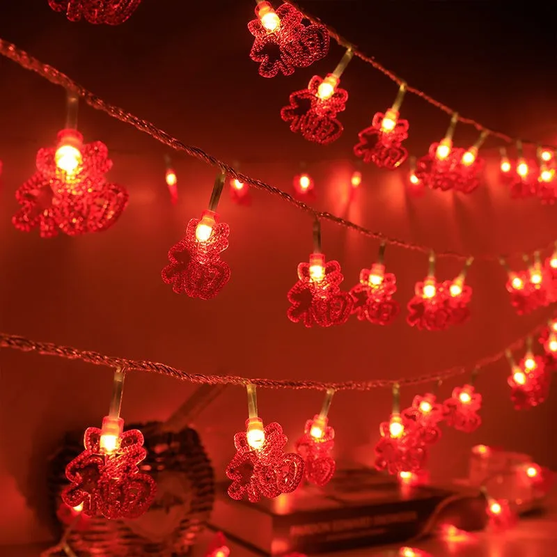 

Светильник-гирлянда с красным светом, новый год, китайский узел, Новогоднее украшение, Гипсофила, внутреннее домашнее светодиодное украшен...