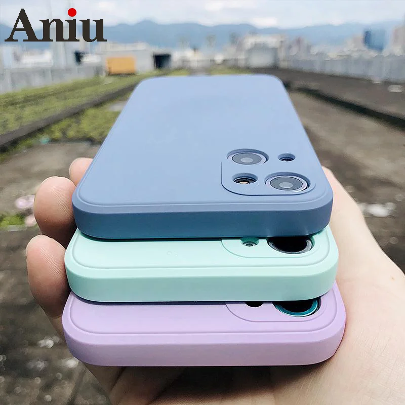 

Luxury Original Square Liquid Silicone Phone Case For iPhone 12 13 11 Pro Max Mini XS X XR 7 8 Plus SE 2 Thin Soft Candy Cover