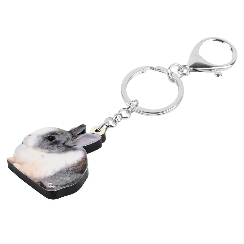 Newei Acrylic Gray Easter Hare Rabbit Bunny Keychains Pet Animal Keyring Jewelry For Women Kids Festival Gift Bag Car Decoration | Украшения