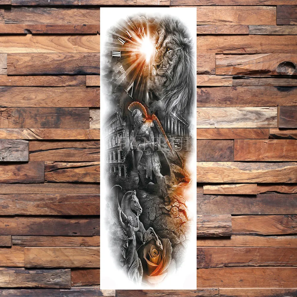 Золотистые индийские Временные татуировки на всю руку наклейки реалистичные