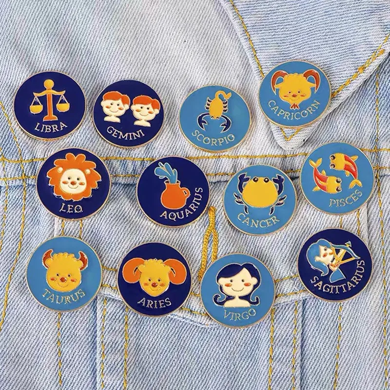 Эмалевые индивидуальные значки-Броши с гороскопом эмалированная заколка для